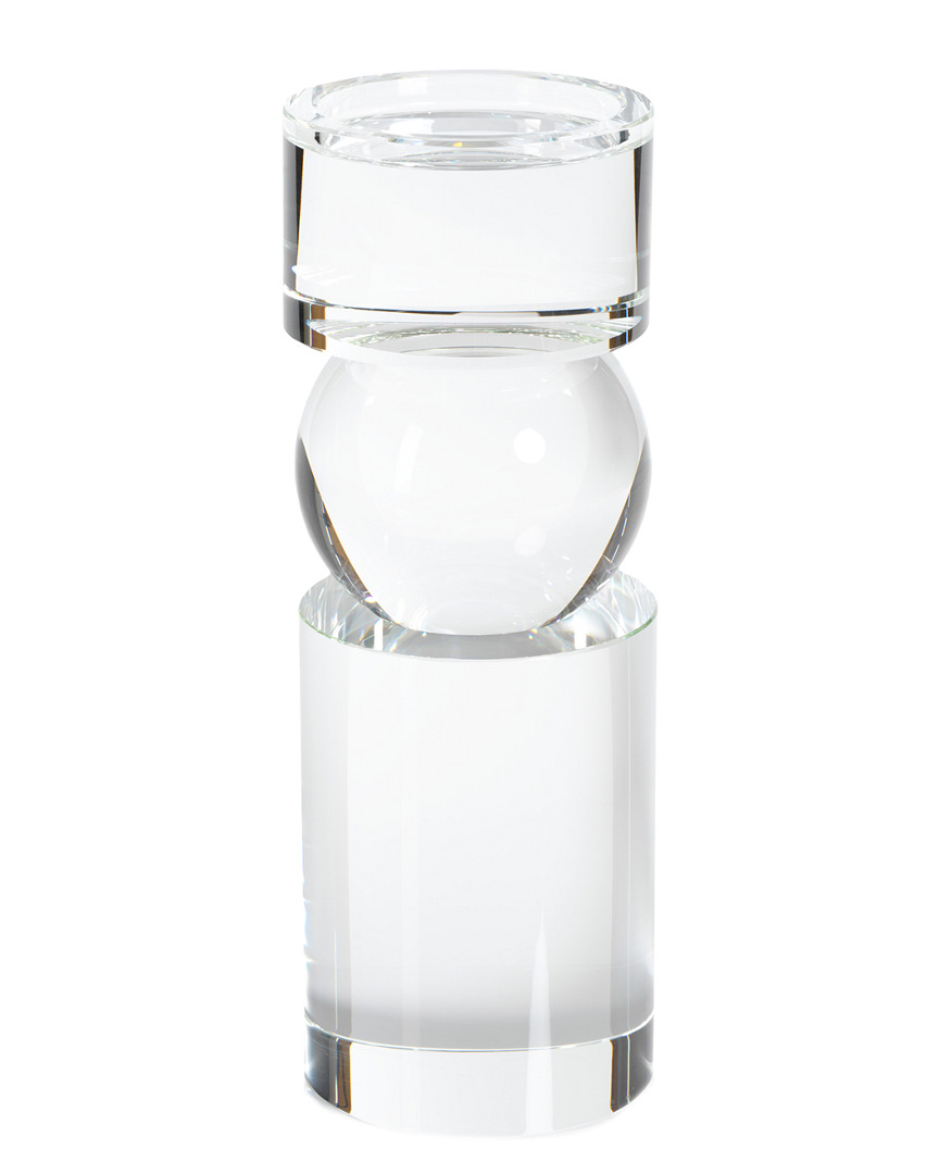 Zodax Renata 11in Tall Clear Crystal Pillar Candle Holder