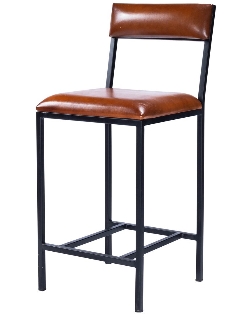 Butler Specialty Company Lazarus Leather & Metal 27in Counter Stool In Brown