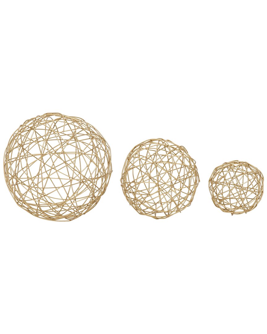 Cosmoliving By Cosmopolitan Set Of 3 Contemporary Geometric Metal Sculpt In Gold
