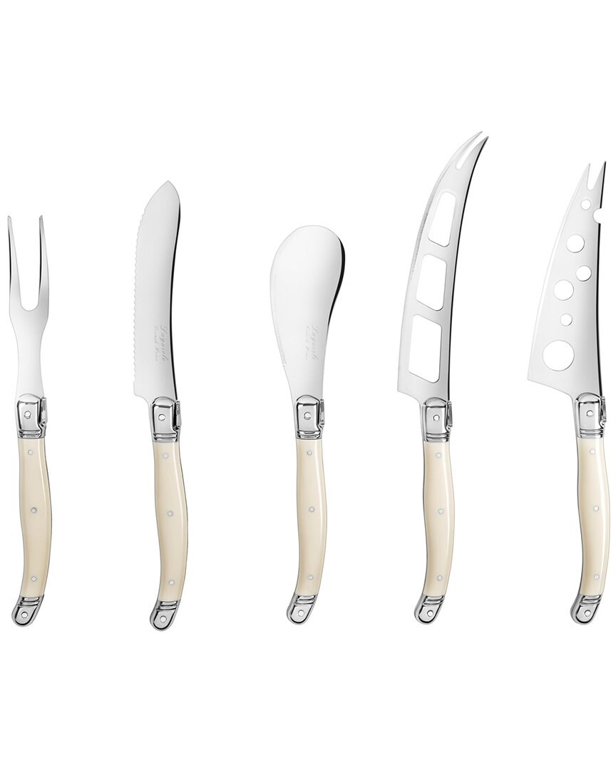 French Home Artisan 5-piece Assorted Laguiole Cheese Knives In White