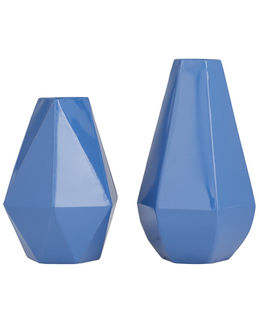 Cosmoliving By Cosmopolitan Set Of 2 Blue Vases