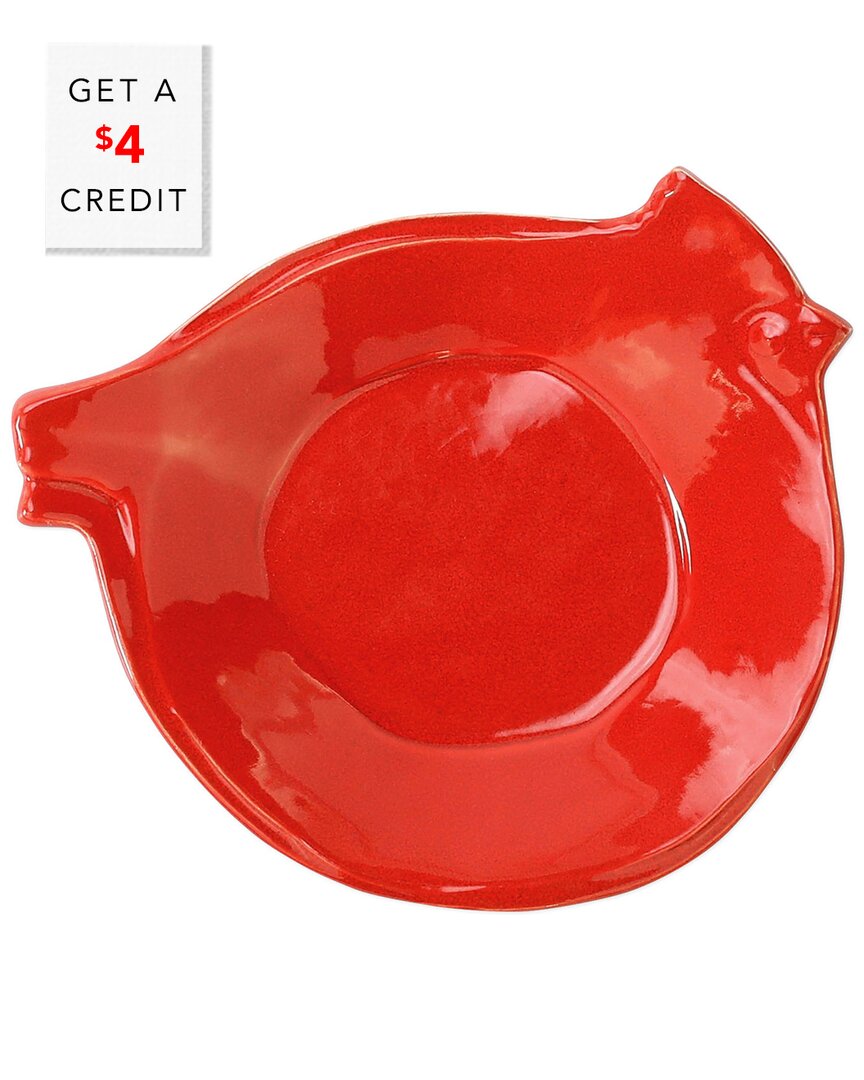 Vietri Lastra Holiday Figural Red Bird Canape Plate With $4 Credit In Multicolor