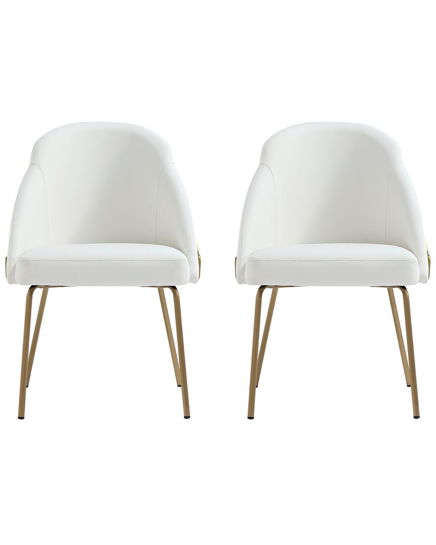 Manhattan Comfort Set Of 2 Gracie Modern Leatherette Dining Chairs With Steel  Legs