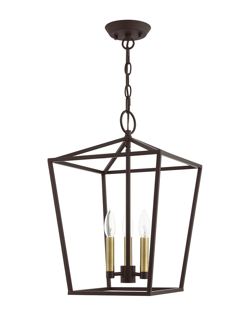 Livex Lighting 3-light Bronze Convertible Semi Flush Lantern In Bronze