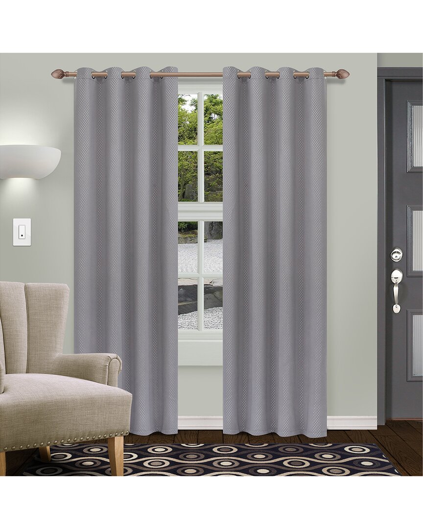 Superior Shimmer Insulated Thermal Blackout Grommet Curtain Panel Set In Silver