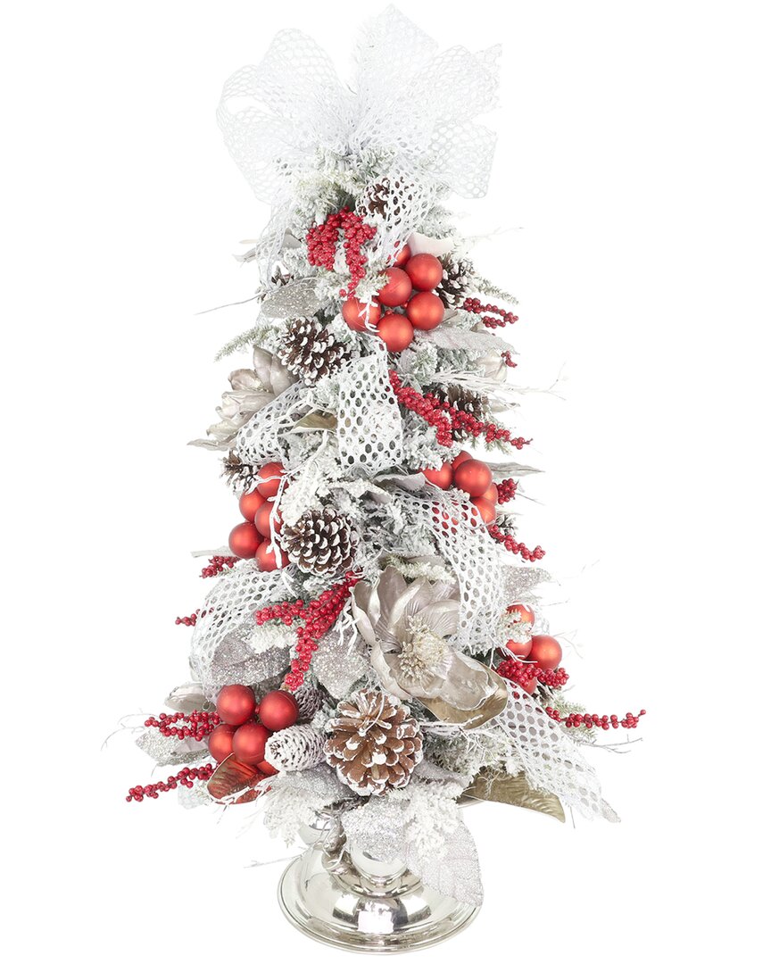 Creative Displays Handmade Led Lit Holiday Tree With Ornaments & Bows In Red