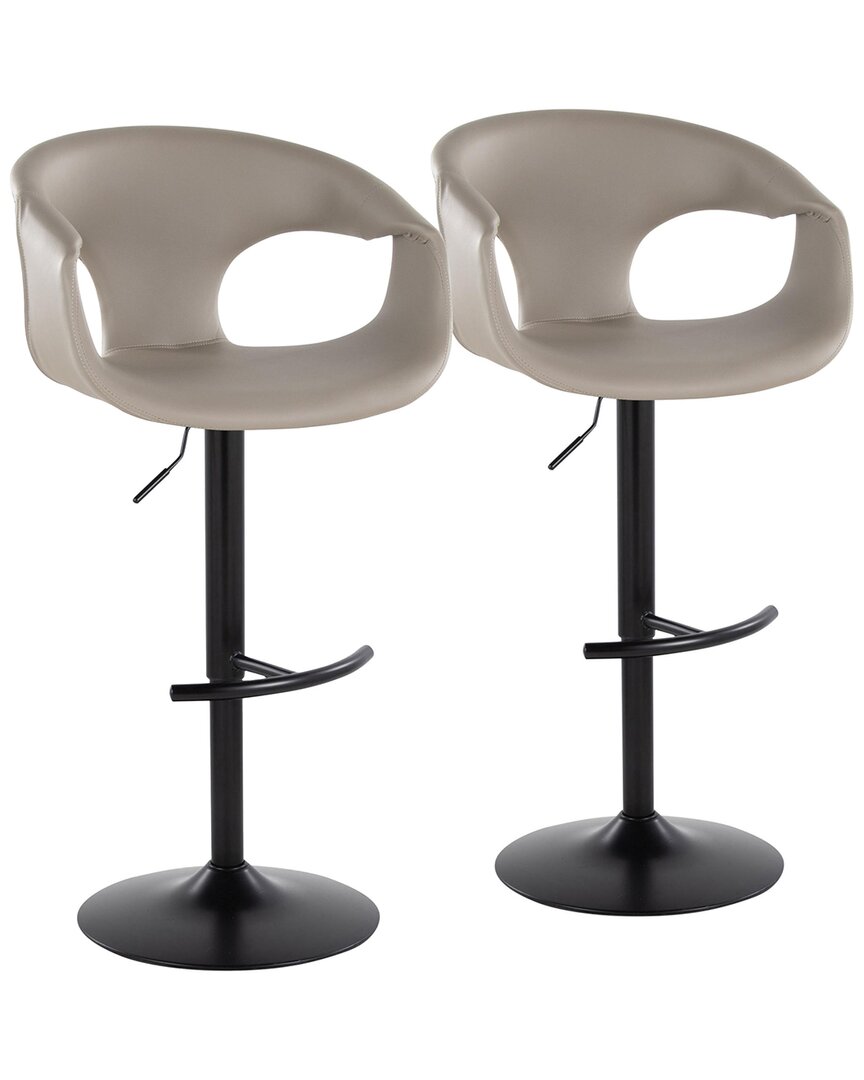Lumisource Set Of 2 Curva Contemporary Adjustable Bar Stools With Footrest