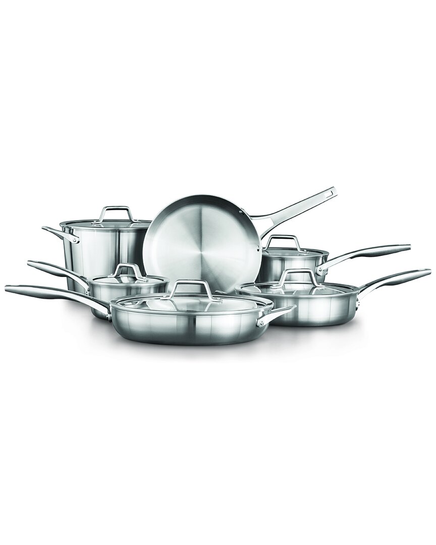 Shop Calphalon Premier 11pc Stainless Steel Cookware Set In Metallic