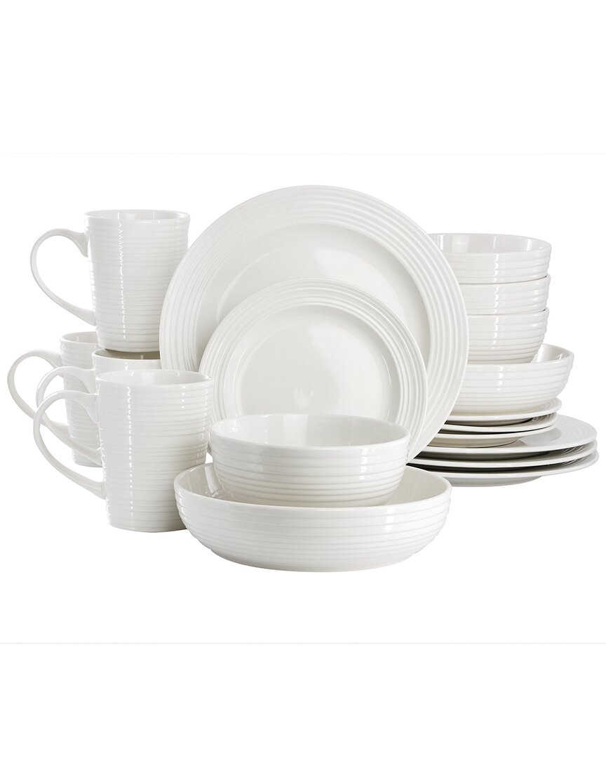 Elama Nikki 18pc Ribbed Porcelain Dinnerware And Serving