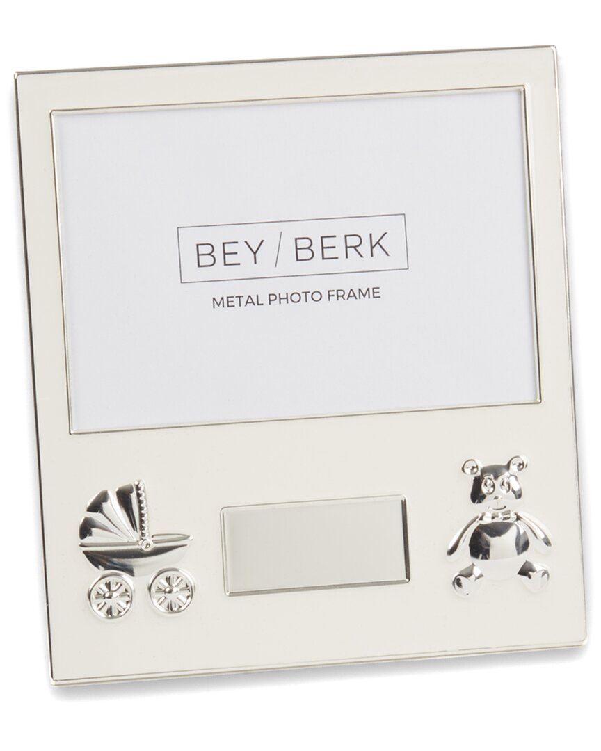 Bey-berk Silver-plated 4x6 Newborn Baby Picture Frame With Engraving Plate
