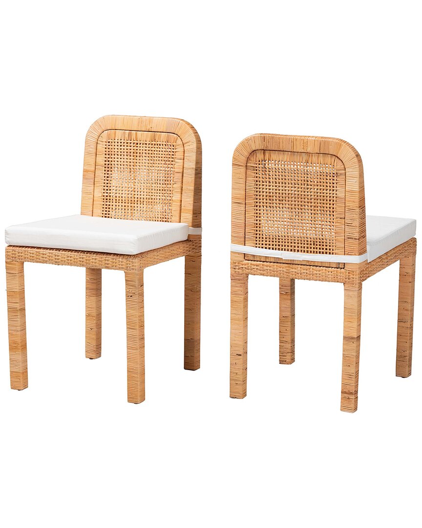 Shop Baxton Studio Set Of 2 Zariah Modern Bohemian Rattan & Mahogany Dining Chairs
