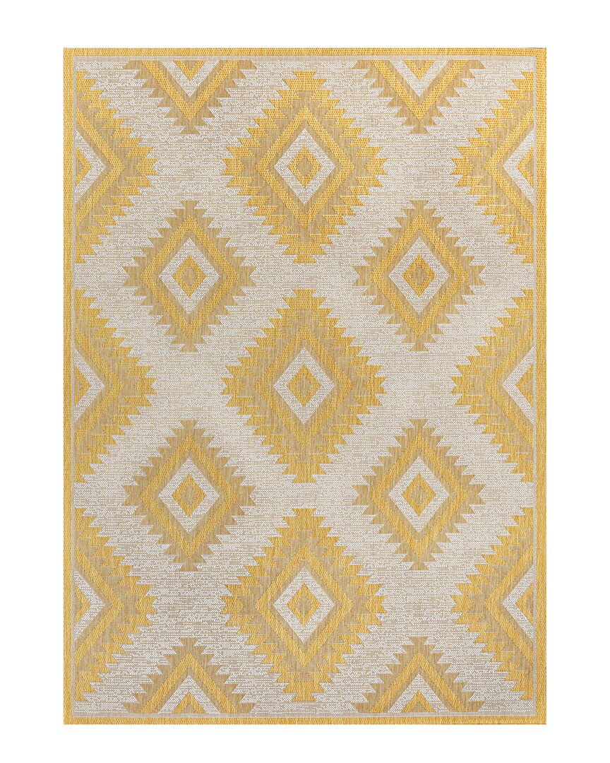Shop Jonathan Y Lior Geometric Moroccan Diamond Indoor/outdoor Area Rug In Yellow