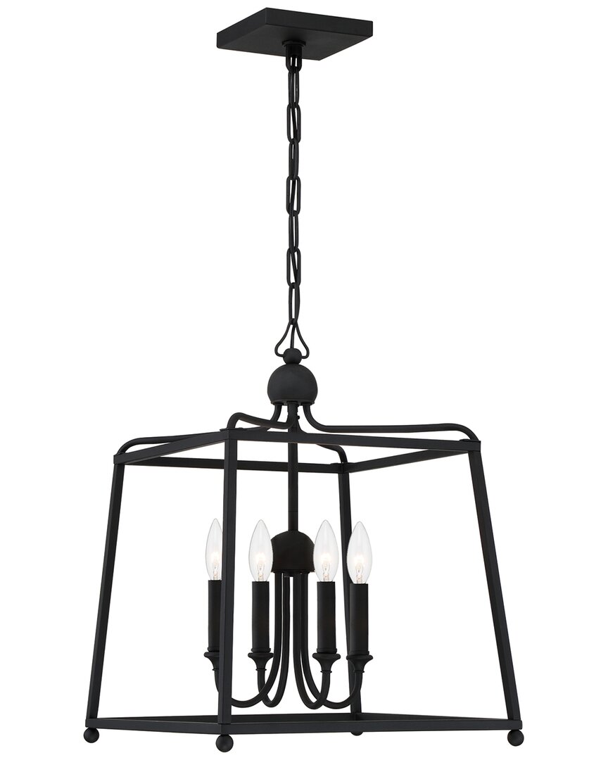 Crystorama Sylvan 4-light Black Forged Chandelier