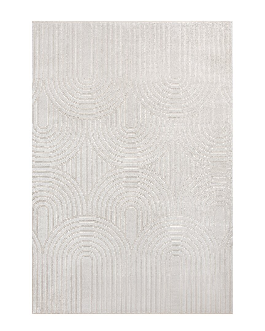 Jonathan Y Ariana Midcentury Art Deco Striped Arches Two-tone High-low Area Rug In White
