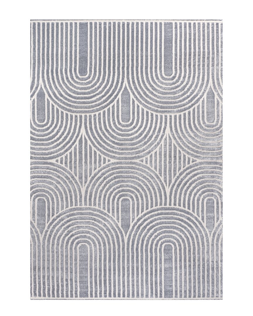 Jonathan Y Ariana Midcentury Art Deco Striped Arches Two-tone High-low Area Rug In Blue