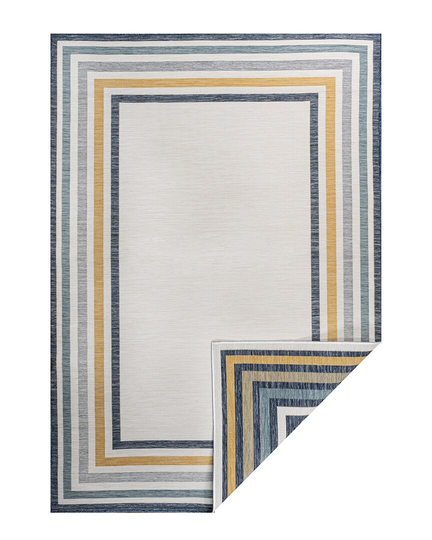Jonathan Y Pollux Classic Coastal Mitred Stripe Reversible Machine-washable Cream/navy 4 Ft. X 6 Ft. Indoor/out In Cream