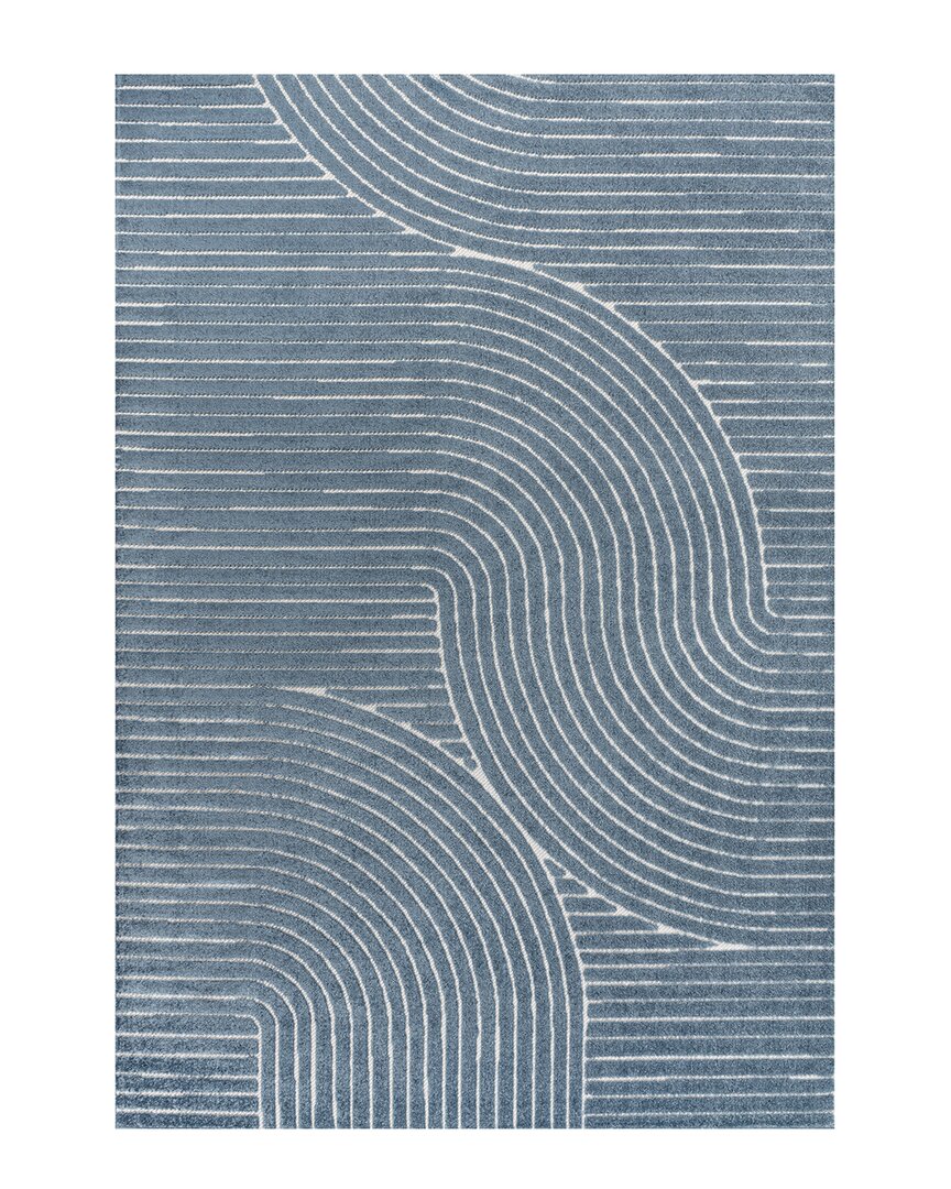 Jonathan Y Hallie High-low Minimalist Curve Geometric Indoor/outdoor Area Rug In Blue