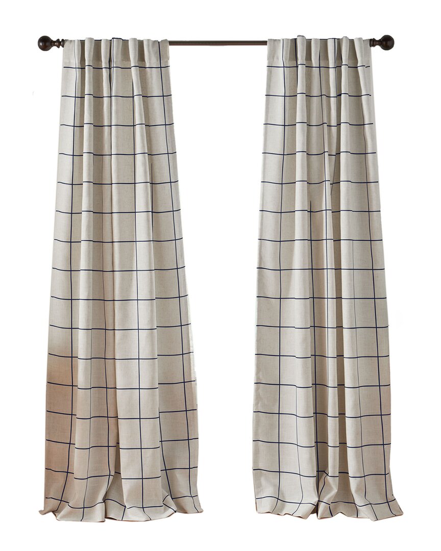 Elrene Brighton Windowpane Plaid Blackout Window Curtain In Blue