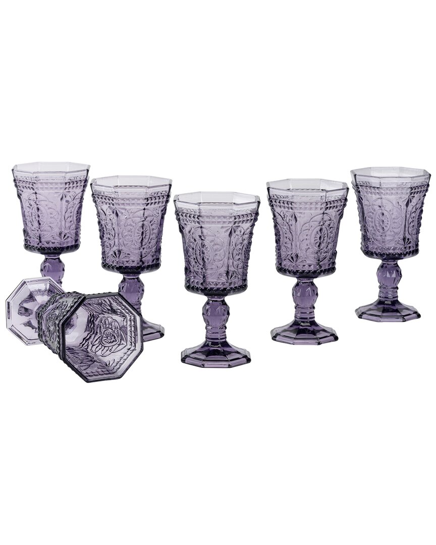 Ten Strawberry Street Set Of Siz 8oz Vatican Red Wine Glasses In Amethyst