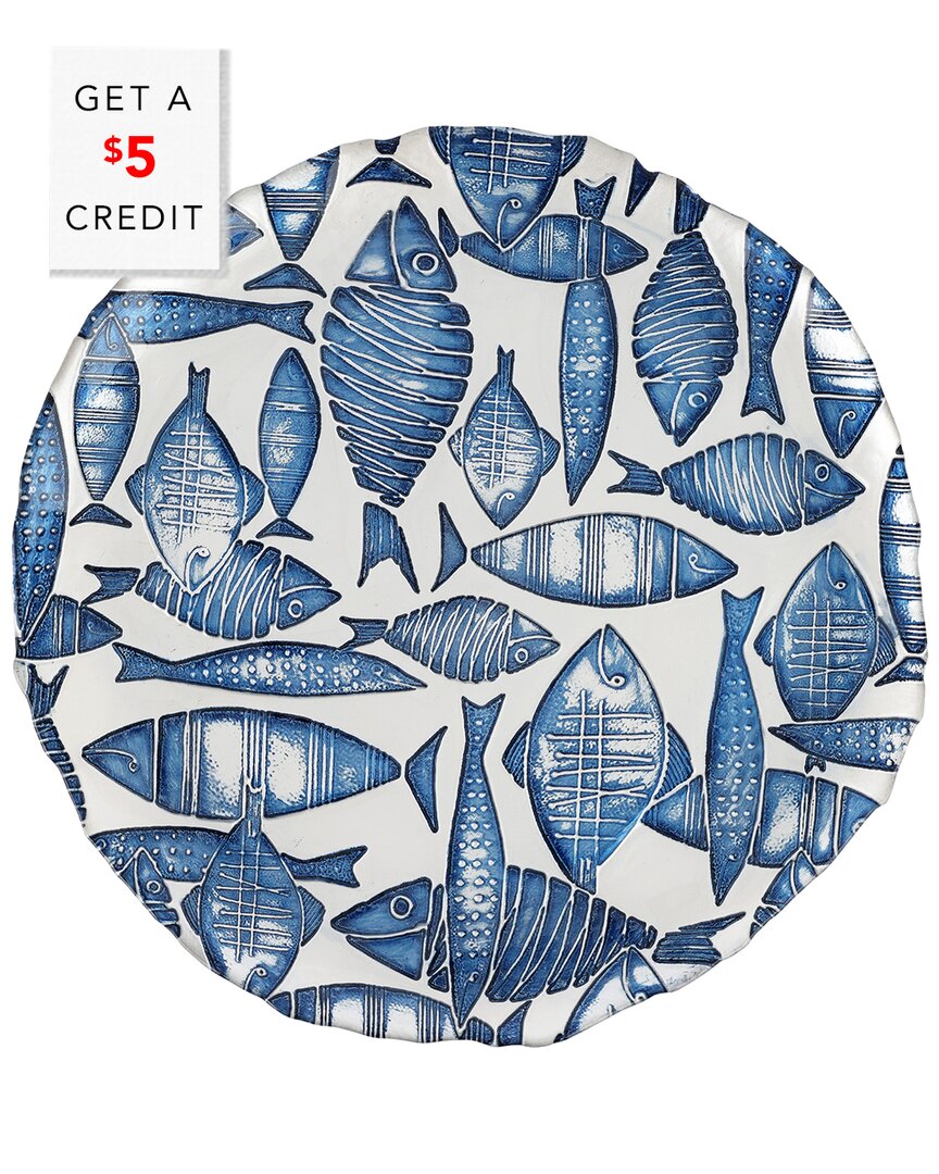 VIETRI VIETRI ISOLA GLASS ROUND PLATTER WITH $5 CREDIT