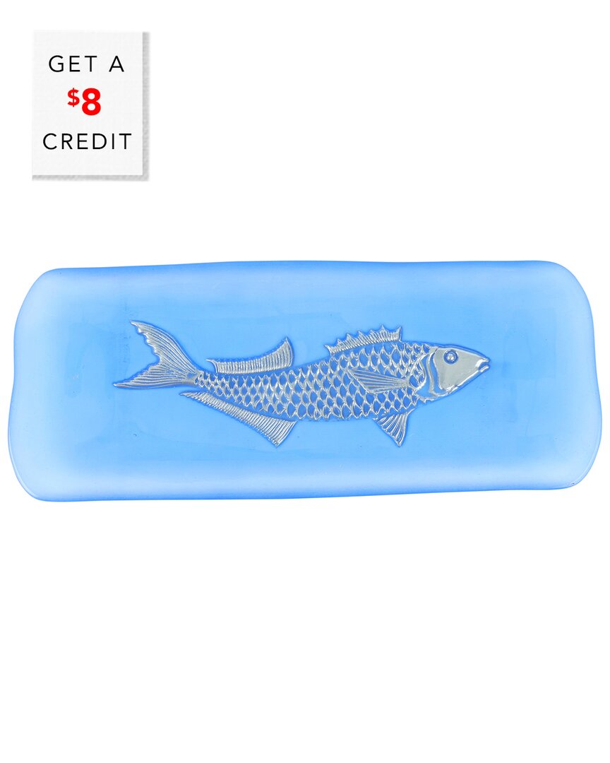 VIETRI VIETRI ISOLA GLASS SMALL FISH RECTANGULAR TRAY WITH $8 CREDIT