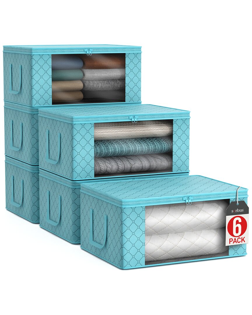 Sorbus Pack Of 6 Storage Organize Bags In Aqua