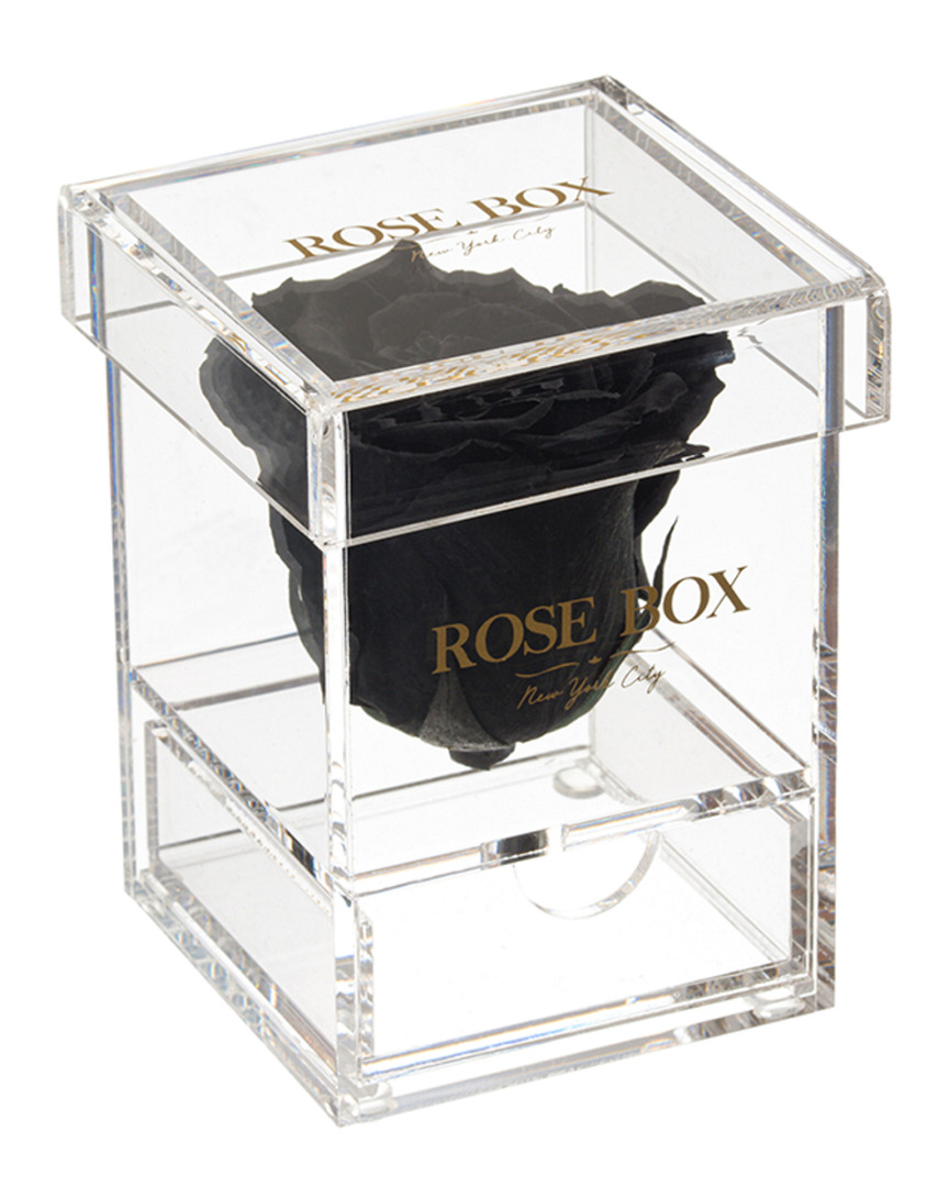 Rose Box Nyc Single Velvet Black Rose Jewelry Box