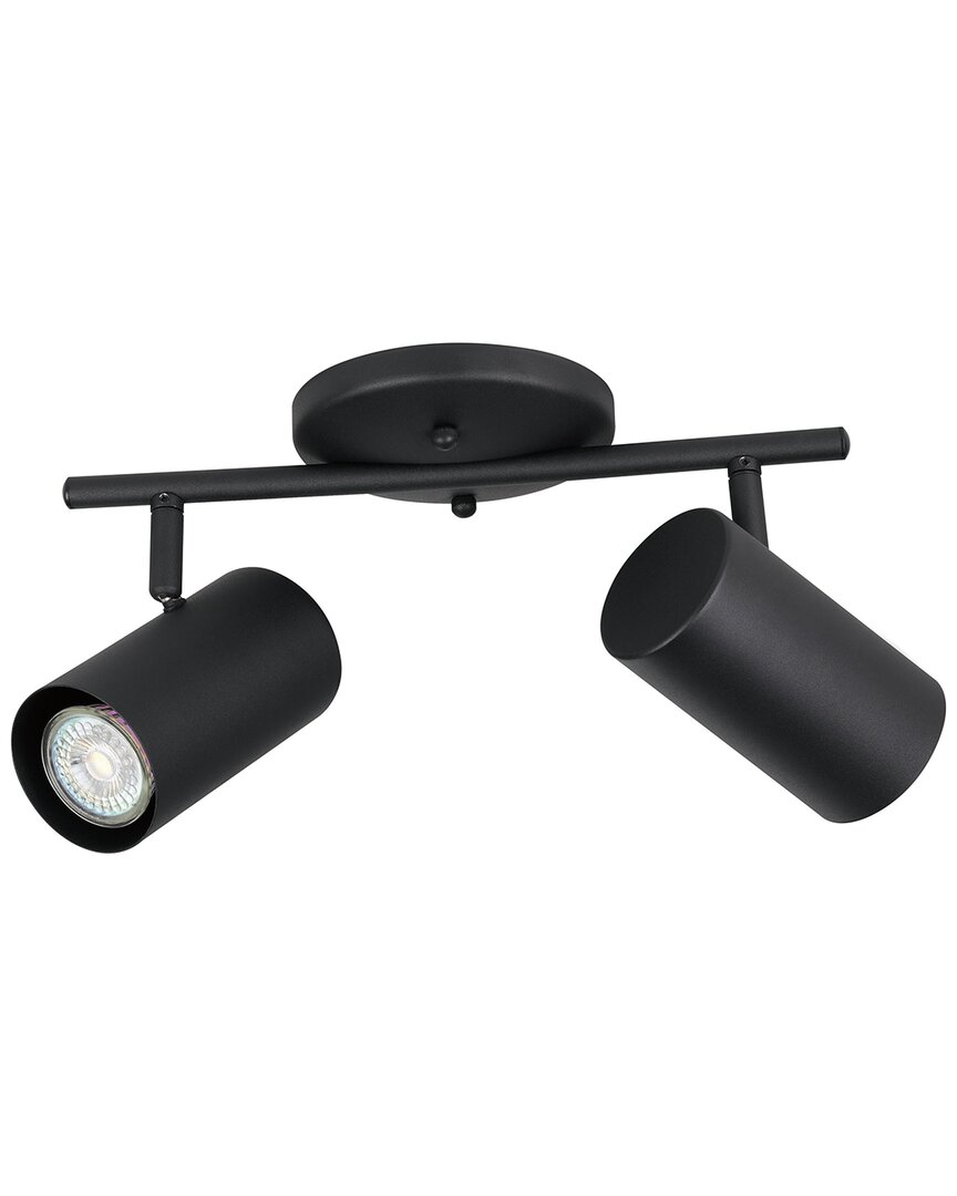 Eglo Calloway 2 Light Fixed Track Light With Black Finish & Black Adjustable Cylinder Shades