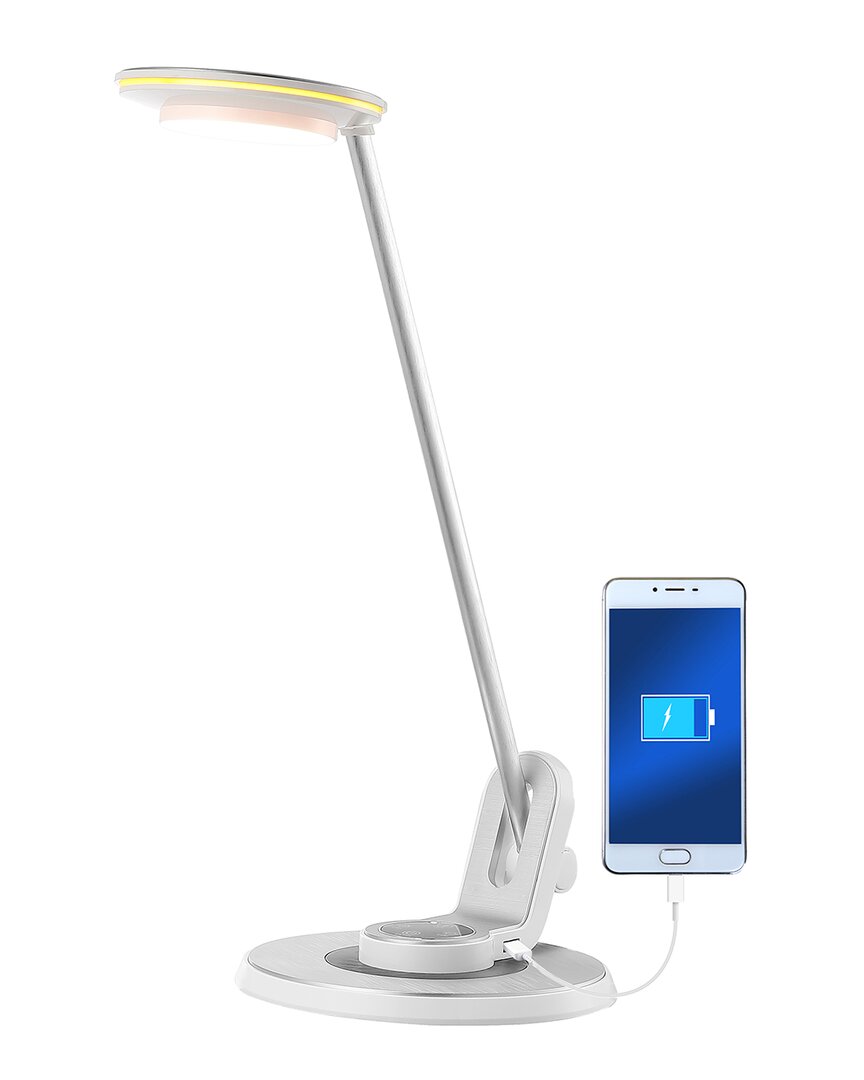 Jonathan Y Dixon Contemporary Adjustable Dimmable Usb Charging Led Desk Lamp In Silver