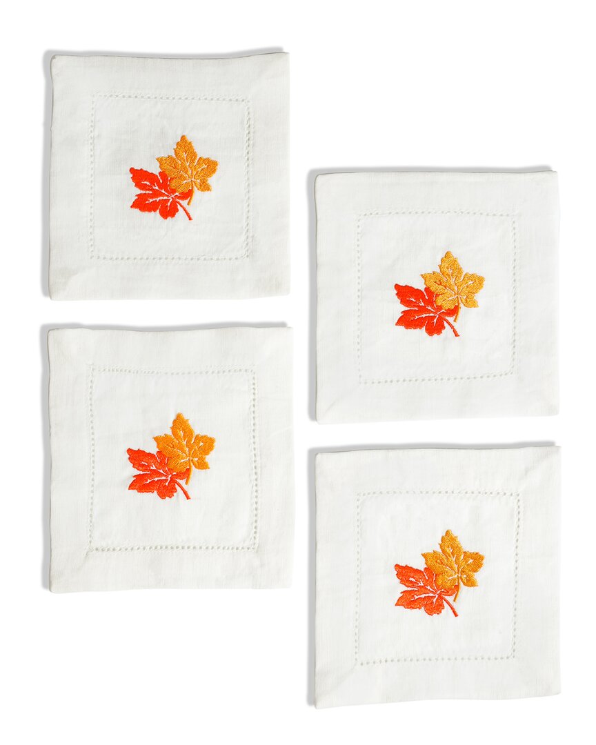 Tiramisu Set Of 4 Golden Harvest Cocktail Napkins In Orange