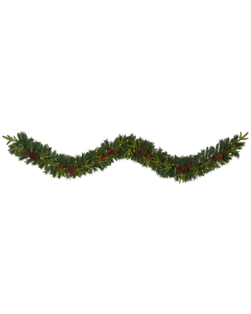Nearly Natural 9ft Mixed Pine Artificial Christmas Garland With 50 Clear Led Lights In Green