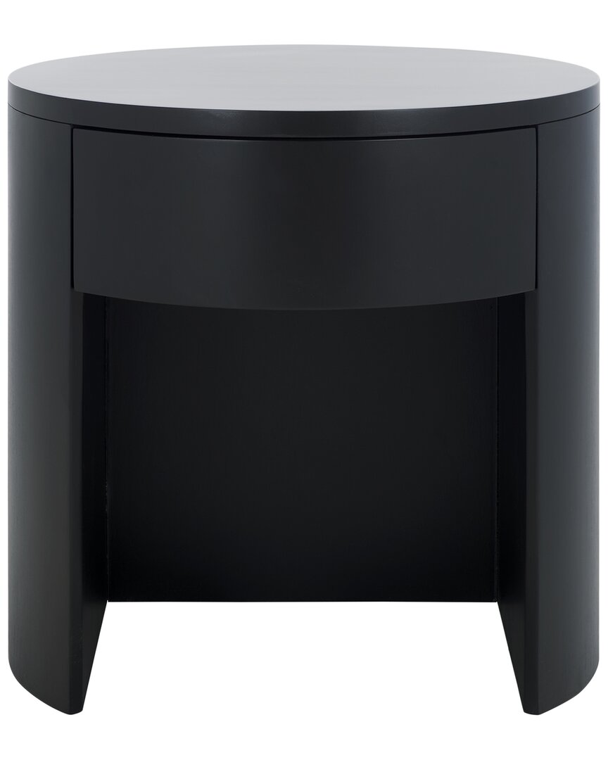 Safavieh Couture Daiya Round 1 Drawer Wood Nightstand In Black