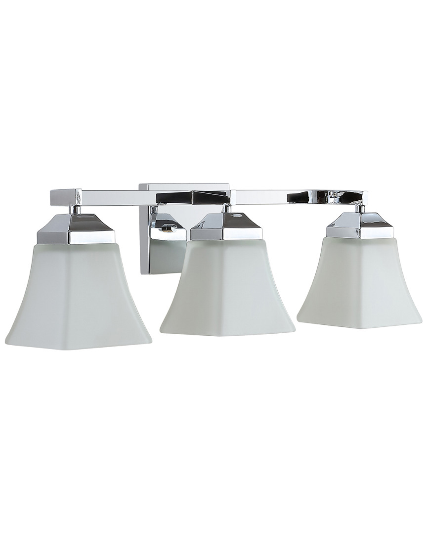 Jonathan Y Staunton 24in 3-light Iron/glass Modern Cottage Led Vanity Light In Metallic