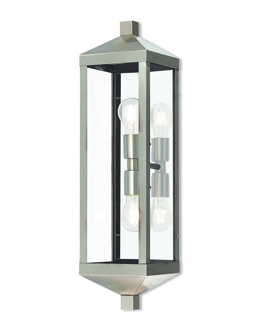 Livex Lighting 2-light Brushed Nickel Outdoor Wall Lantern In Metallic