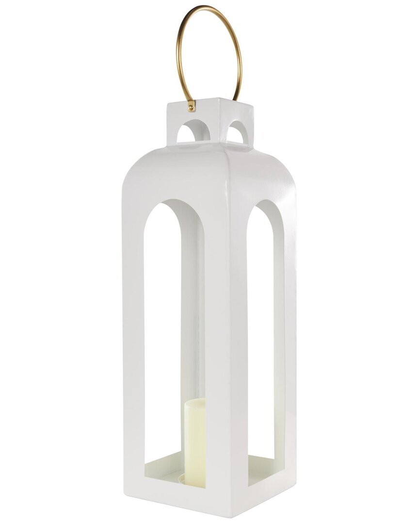 Peyton Lane Transitional Metal Candle Lantern In White