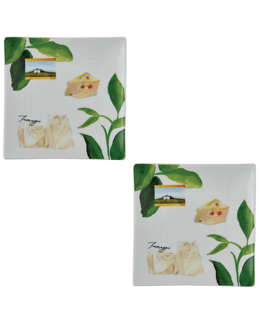 Rosanna Set Of 2 Antipasto Sfizioso Plates: Cheese In Multi