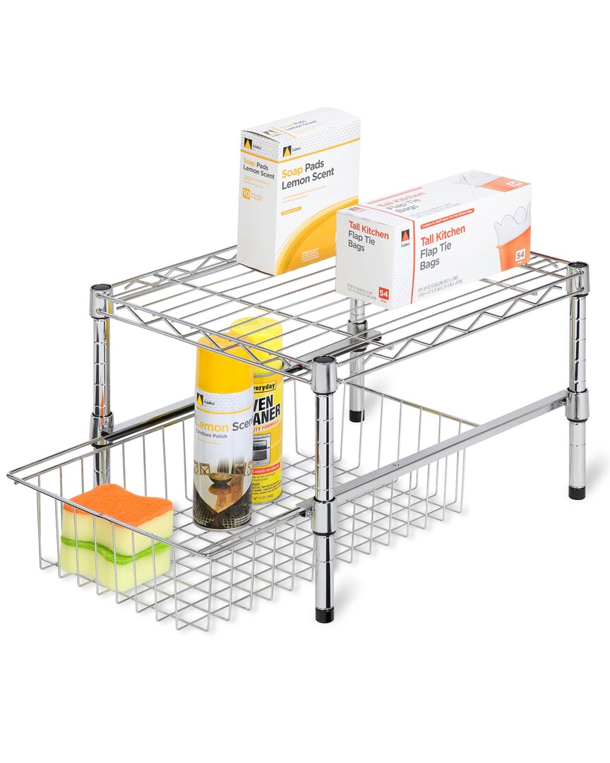 Honey-can-do Adjustable Shelf With Basket Cabinet Organizer