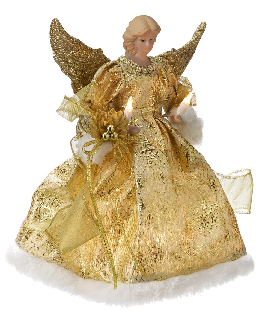 Kurt Adler 10-light Gold Dress Angel Treetop In Gold