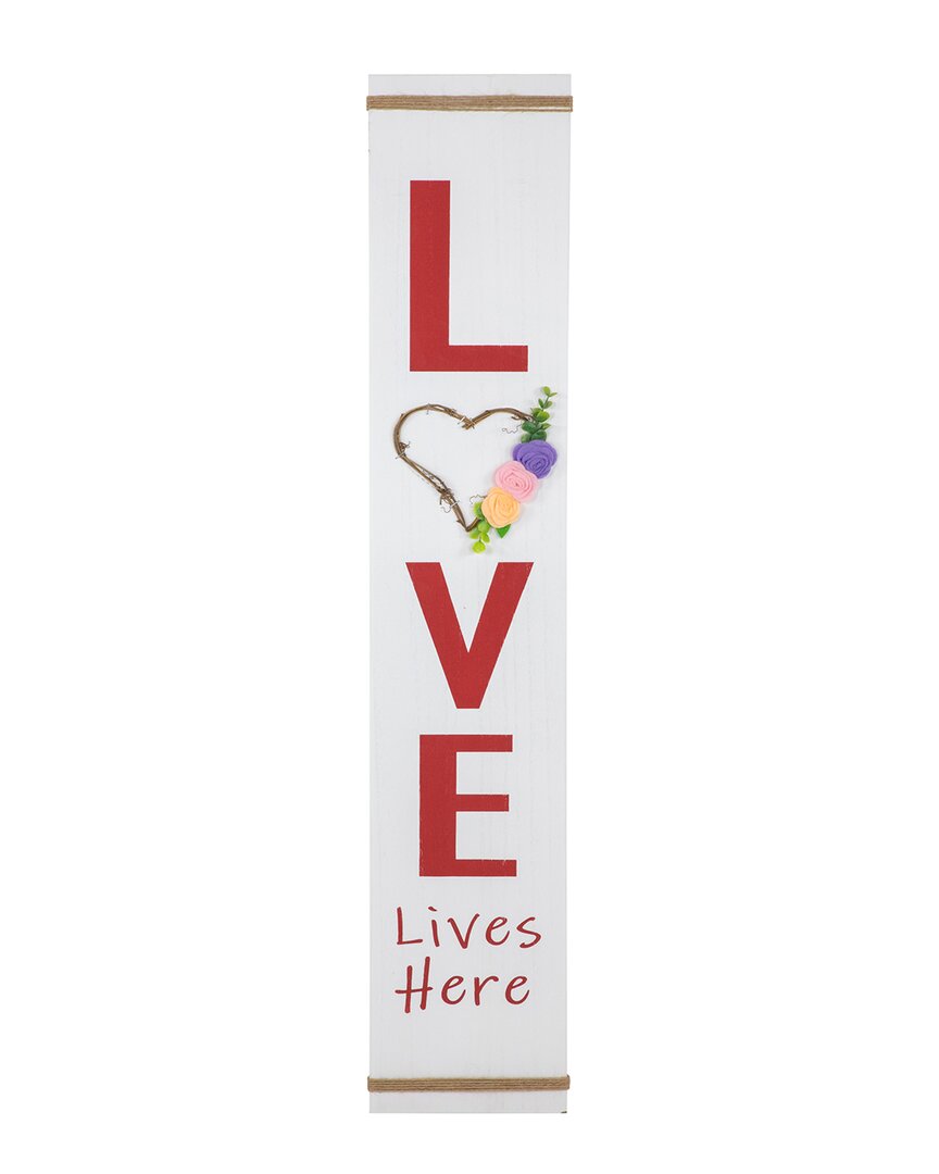Northlight 40" Floral Heart "love Lives Here" Wooden Valentine's Day Plaque In White