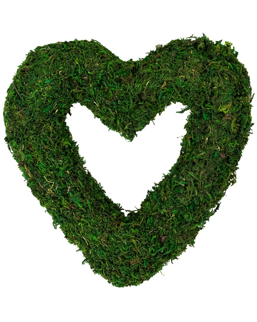 Northlight 13.5" Green Reindeer Moss Heart Twig Artificial Wreath In Green