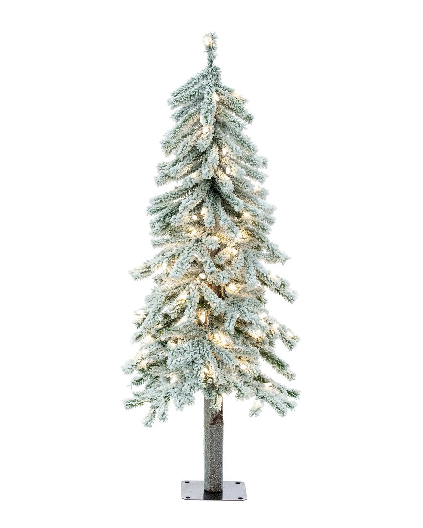 Vickerman 4ft Flocked Alpine Artificial Christmas Tree In Green