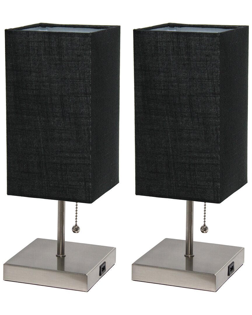 Lalia Home Petite Stick Lamp With Usb Charging Port 2pk Set In Black