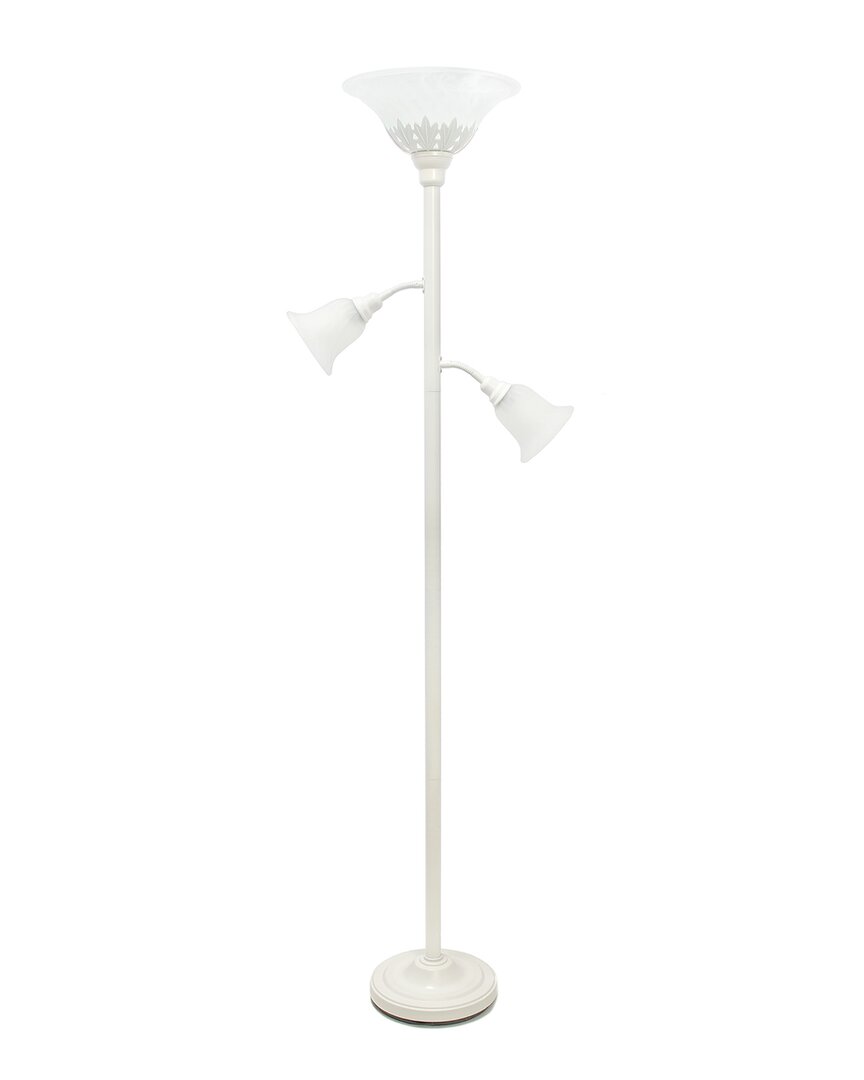 Lalia Home Torchiere Floor Lamp With 2 Reading Lights In White