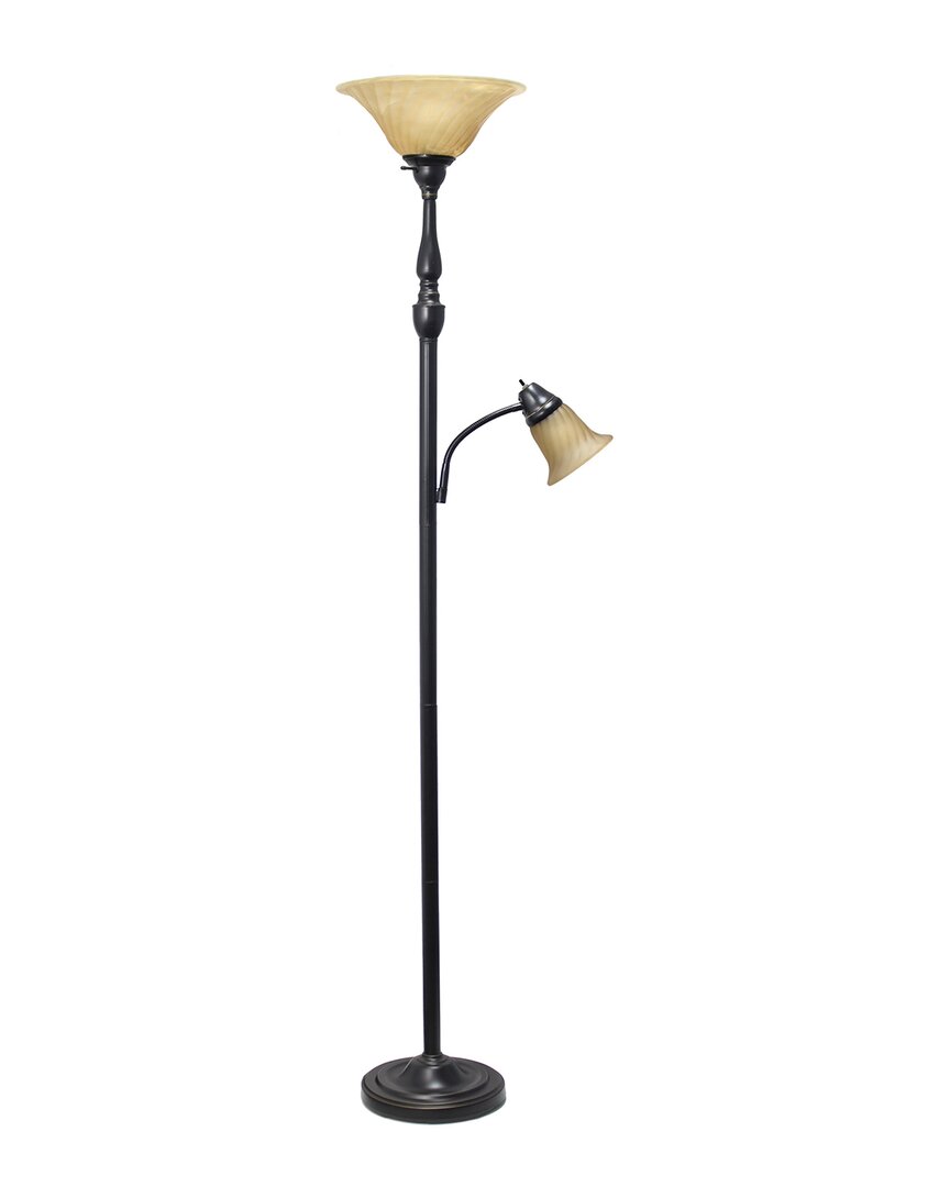 Lalia Home Torchiere Floor Lamp With Reading Light In Bronze