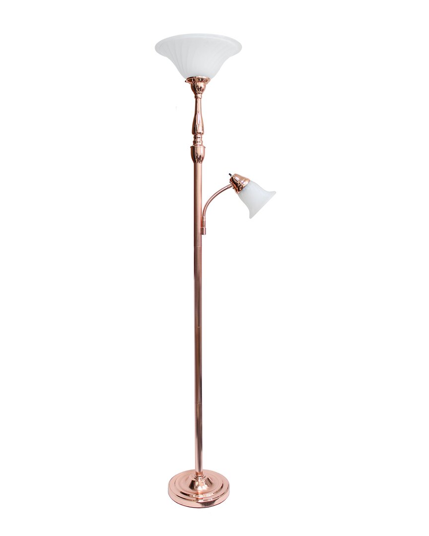 Lalia Home Torchiere Floor Lamp With Reading Light In Rose