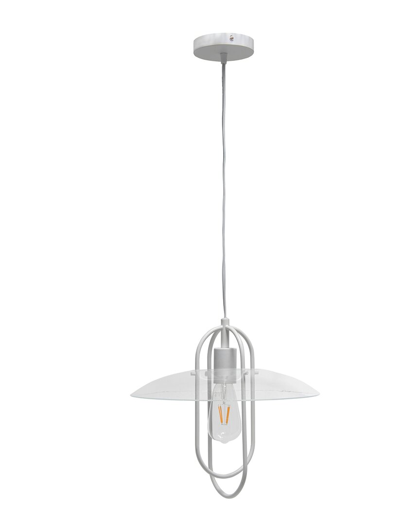 Lalia Home 1 Light Elongated Metal Pendant Light In White