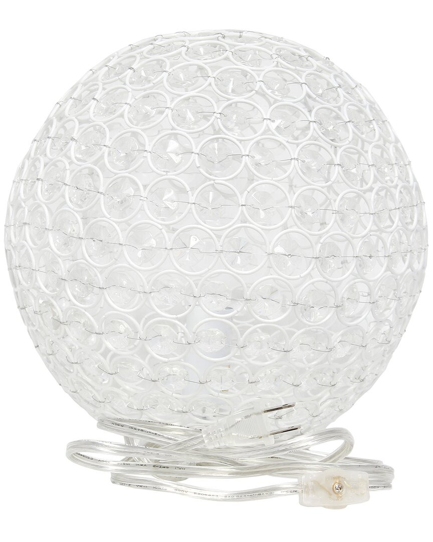 Lalia Home Elegant Designs Elipse 10 Inch Crystal Ball Sequin Table Lamp In White