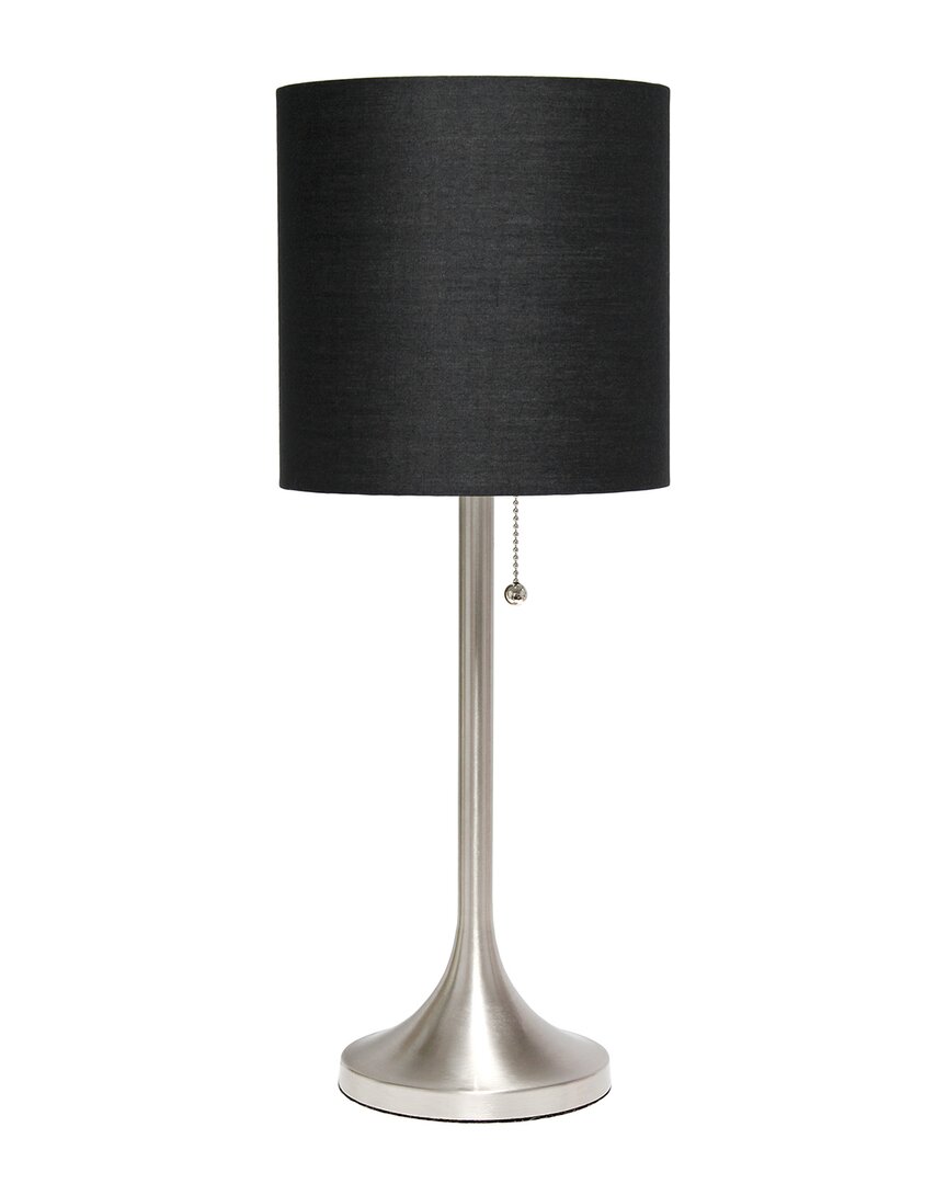 Shop Lalia Home Brushed Nickel Tapered Table Lamp With Black Fabric Drum Shade