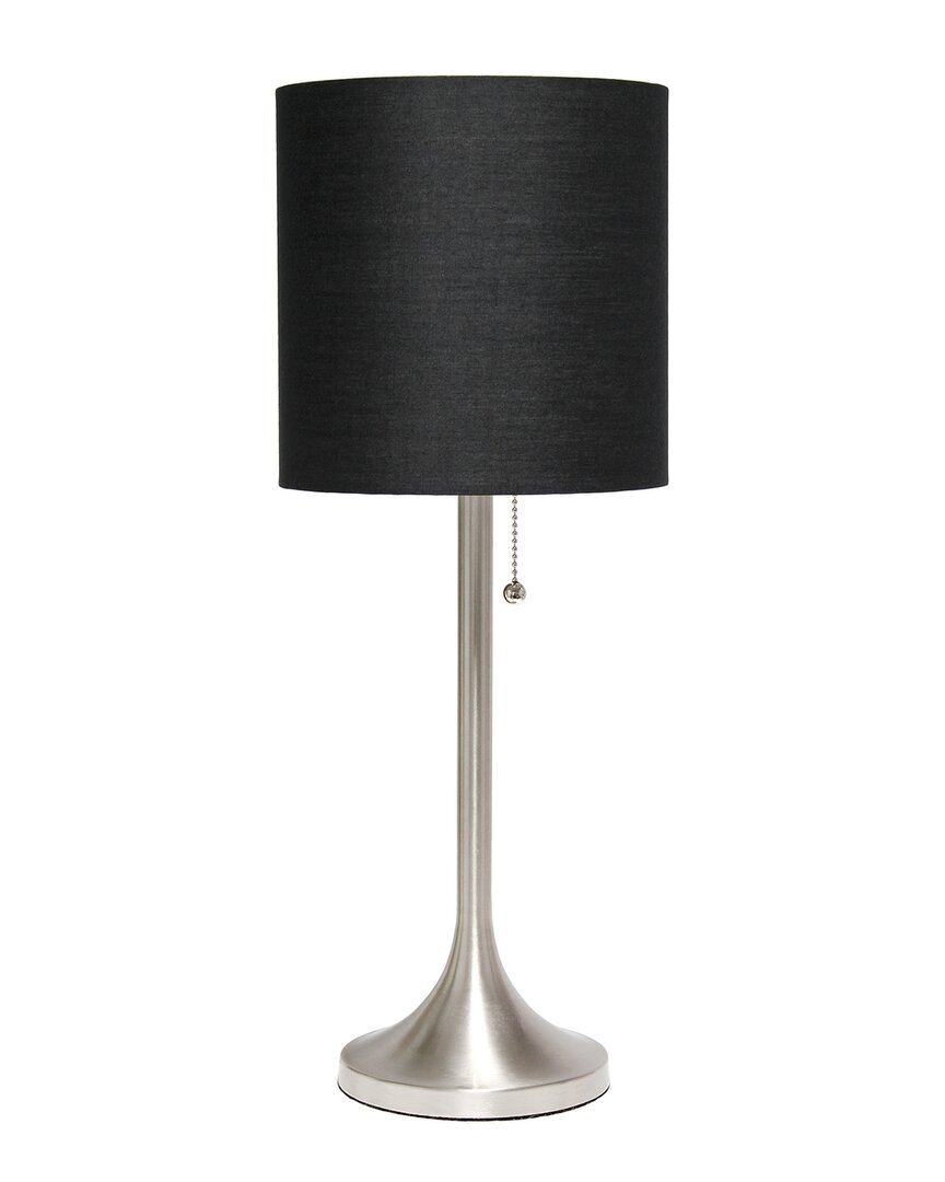 Lalia Home Brushed Nickel Tapered Table Lamp With Black Fabric Drum Shade In Nickel