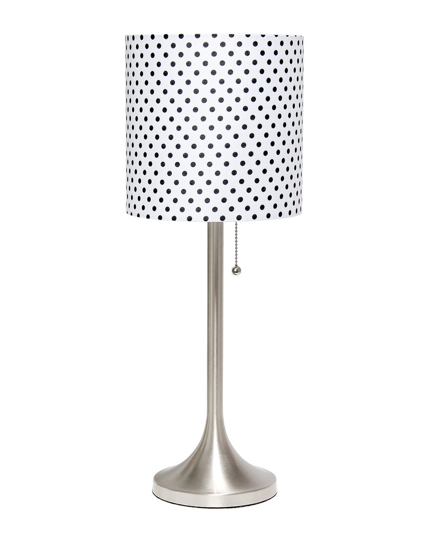 Lalia Home Brushed Nickel Tapered Table Lamp With Polka Dot Fabric Drum Shade